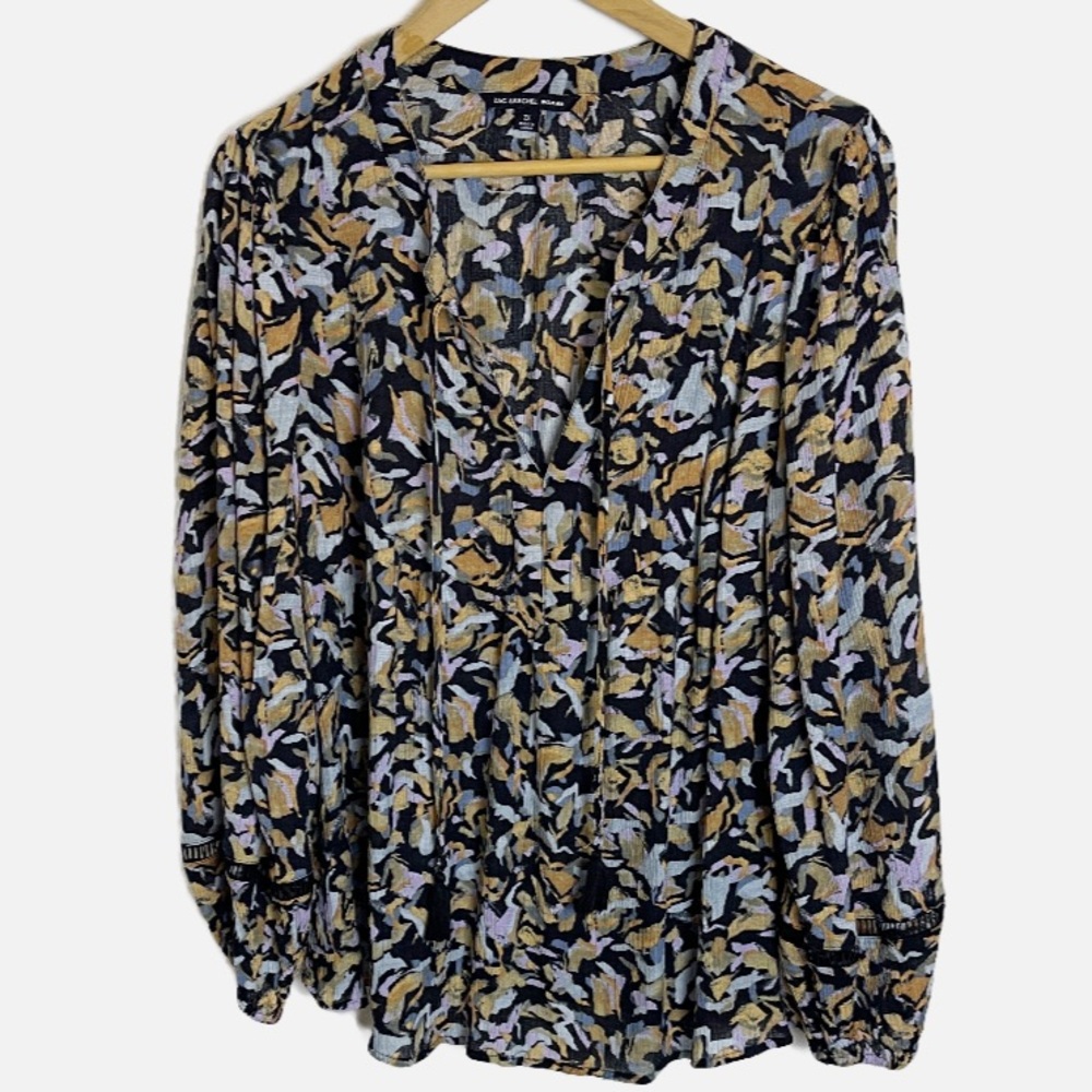 Zac & Rachel Long Sleeve abstract floral blouse 2X